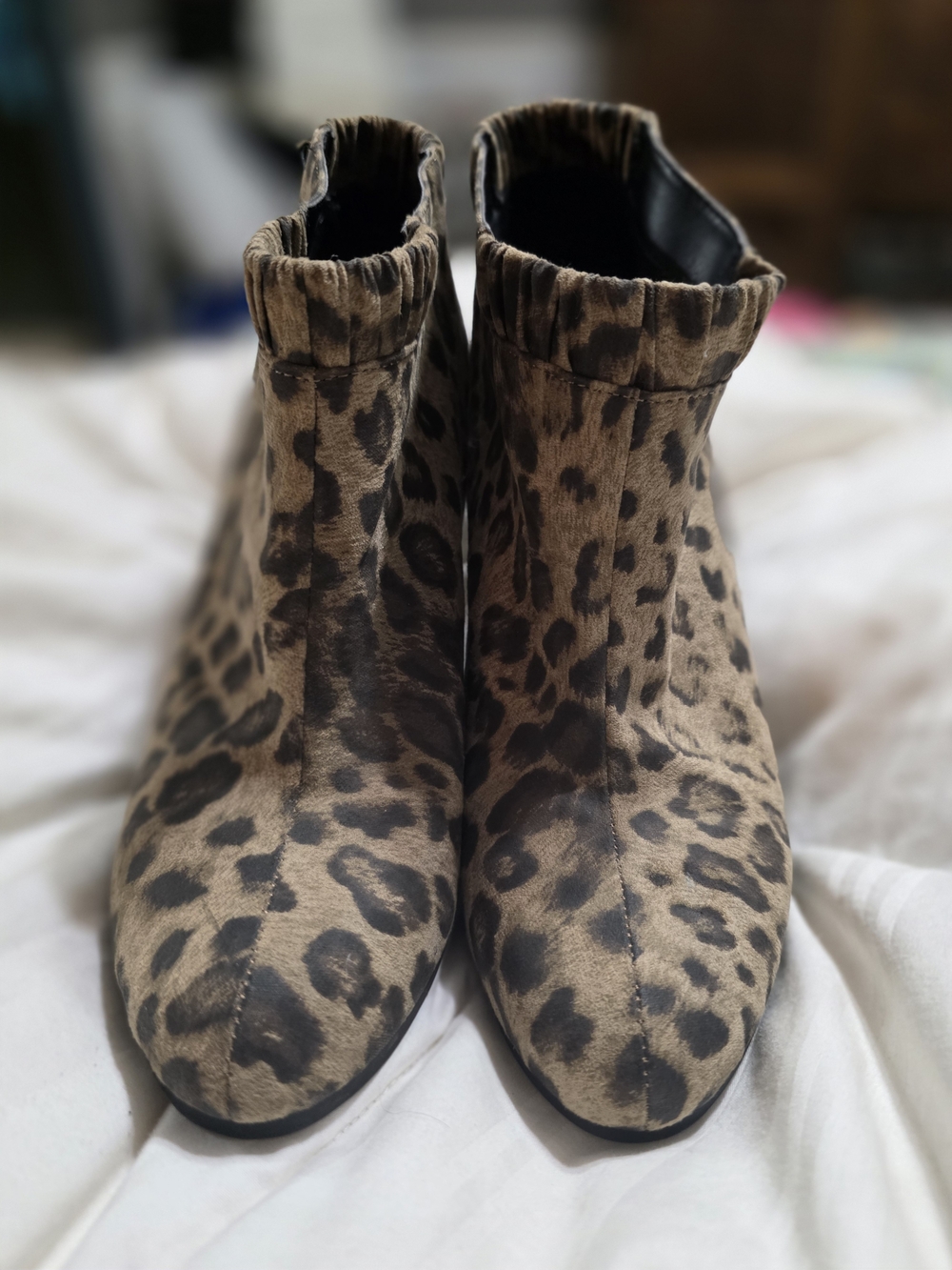 Sam & Libby Leopard Print Ankle Booties - Brown & Black